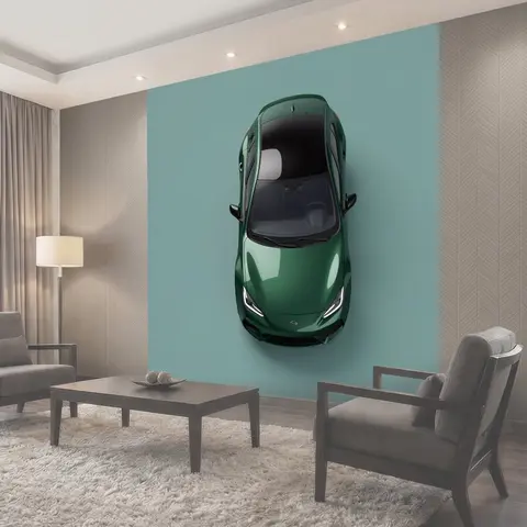 Фотообои Зеленый спортивный автомобиль сверху