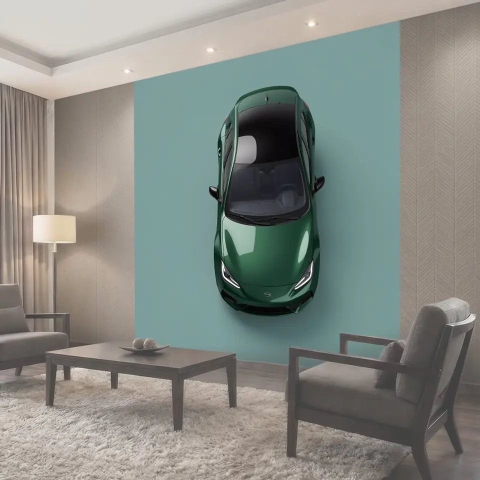 Фотообои Зеленый спортивный автомобиль сверху