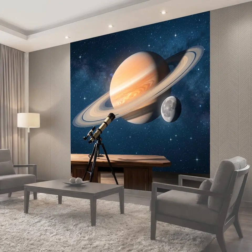 Фотообои Сатурн и телескоп в космосе