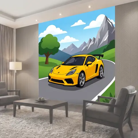 Фотообои Спортивный автомобиль на горной дороге
