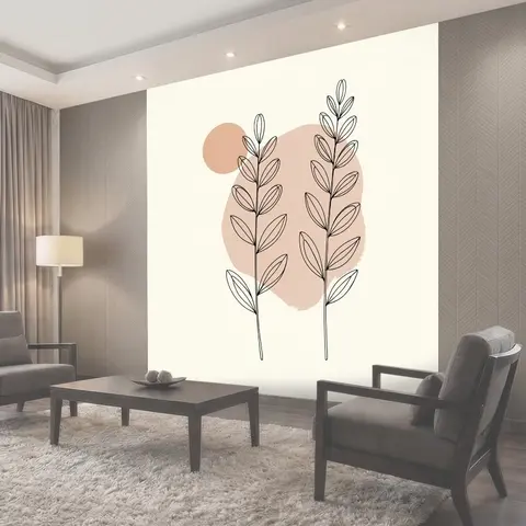 Фотообои Лаконичные ветви на бежевом фоне