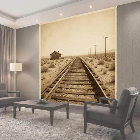 Фотообои Железная дорога в пустыне