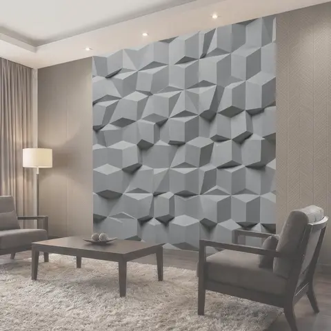 Фотообои Геометрический 3D кубизм в сером