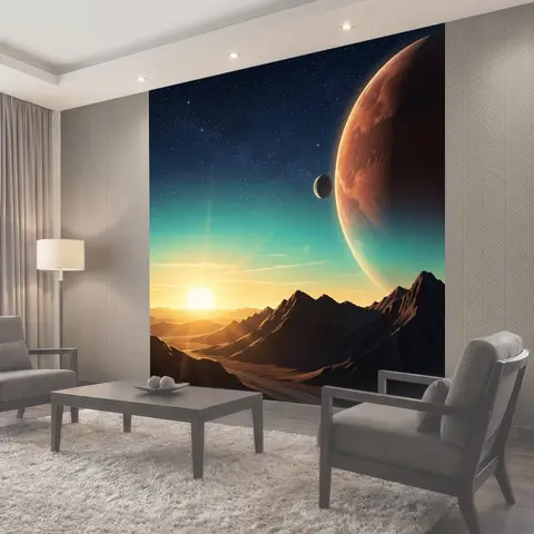 Фотообои Космический пейзаж с планетой