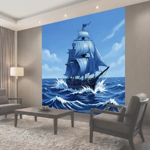 Фотообои Парусник в штормовом море