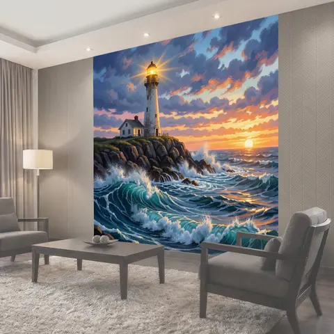 Фотообои Маяк на скалистом берегу