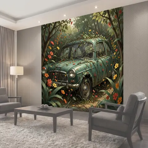Фотообои Старый автомобиль в цветах