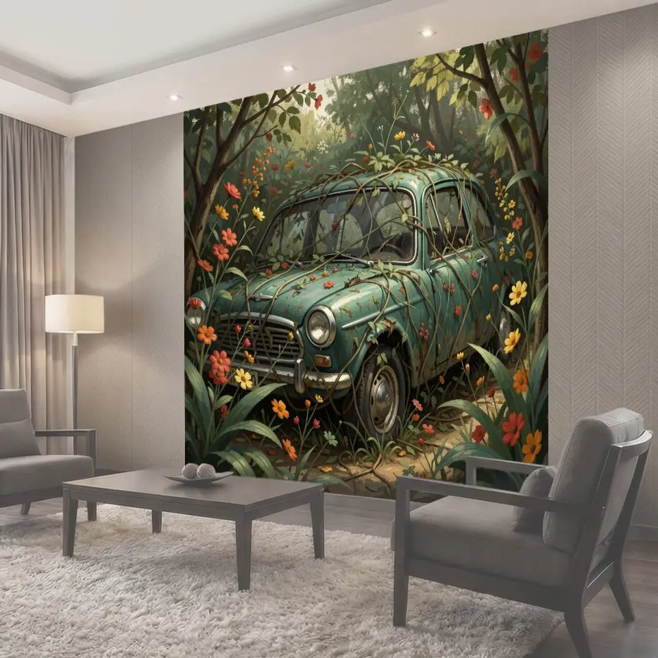 Фотообои Старый автомобиль в цветах