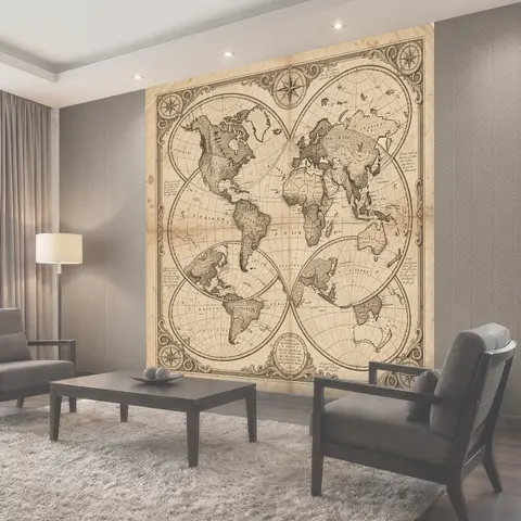Фотообои Винтажная карта мира