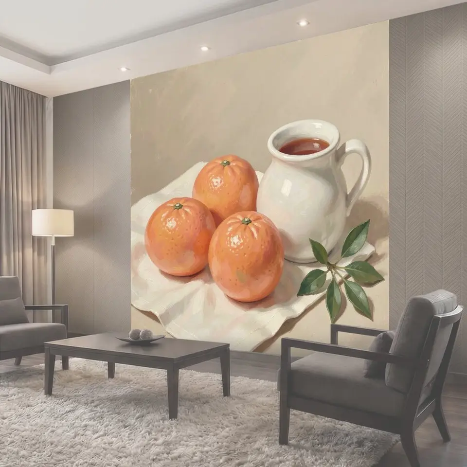 Фотообои Грейпфруты с керамическим кувшином