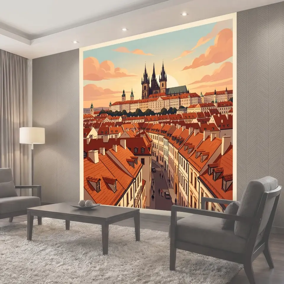Фотообои Старый европейский город на закате