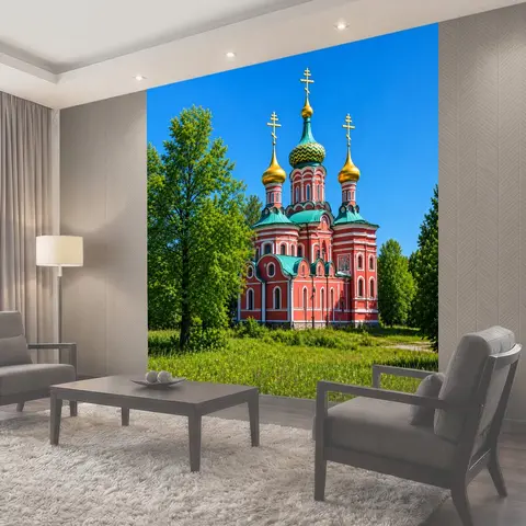 Фотообои Россия, старинные церкви и монастыри среди прекрасных природных ландшафтов
