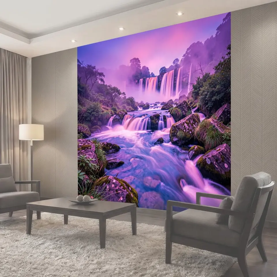 Фотообои Фиолетовый водопад в тумане