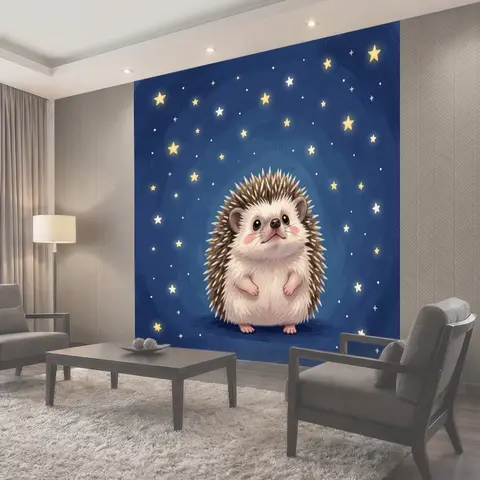 Фотообои Ежик в звездном небе