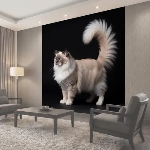 Фотообои Пушистая голубоглазая кошка