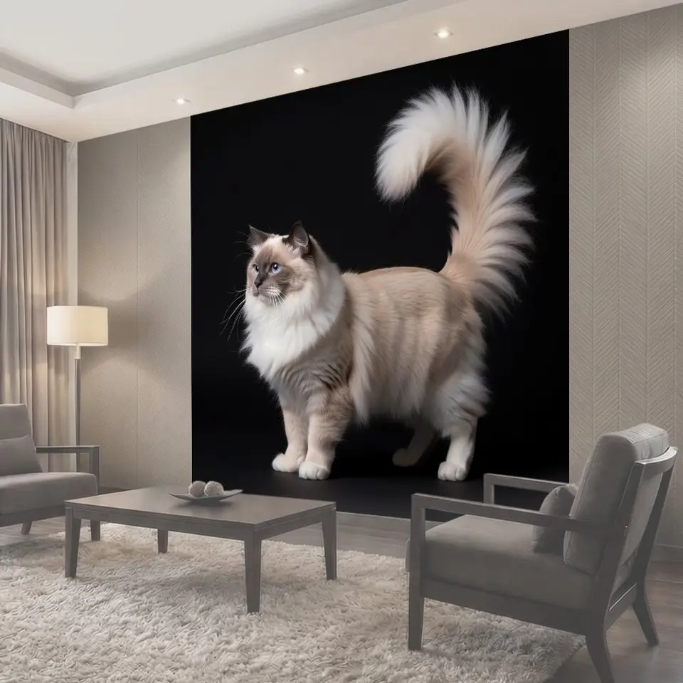 Фотообои Пушистая голубоглазая кошка