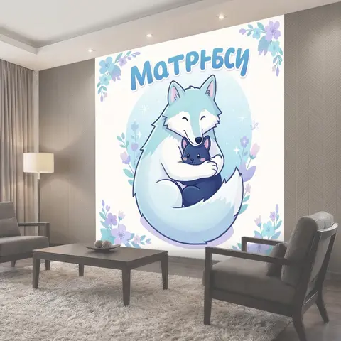 Фотообои Матрёси с лисой и котёнком