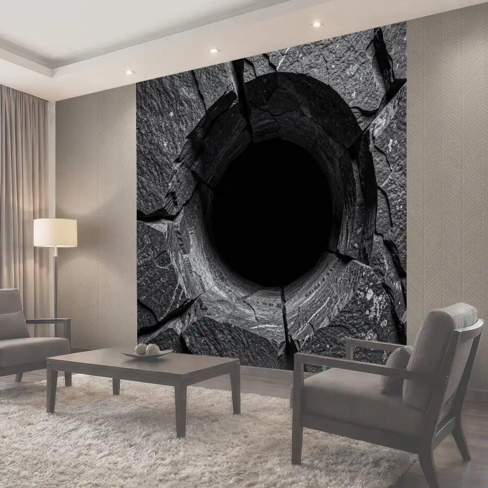 Фотообои Каменный туннель с темным провалом