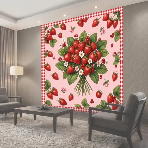 Фотообои Букет клубники и полевые цветы