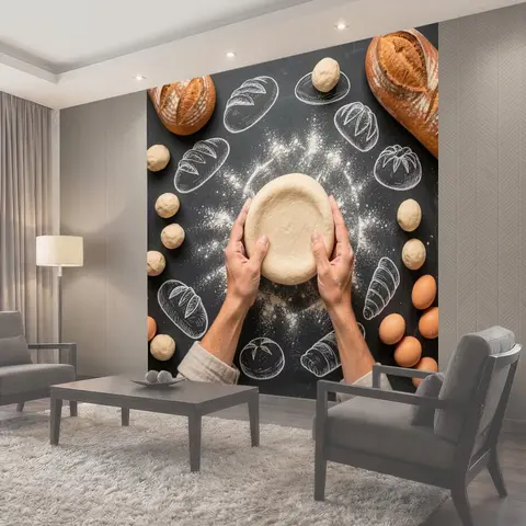 Фотообои Замес теста с хлебом