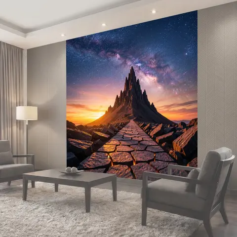 Фотообои Космическая гора под звездным небом