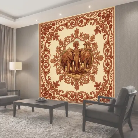 Фотообои Слон в декоративной рамке