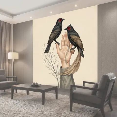 Фотообои Две птицы на руке