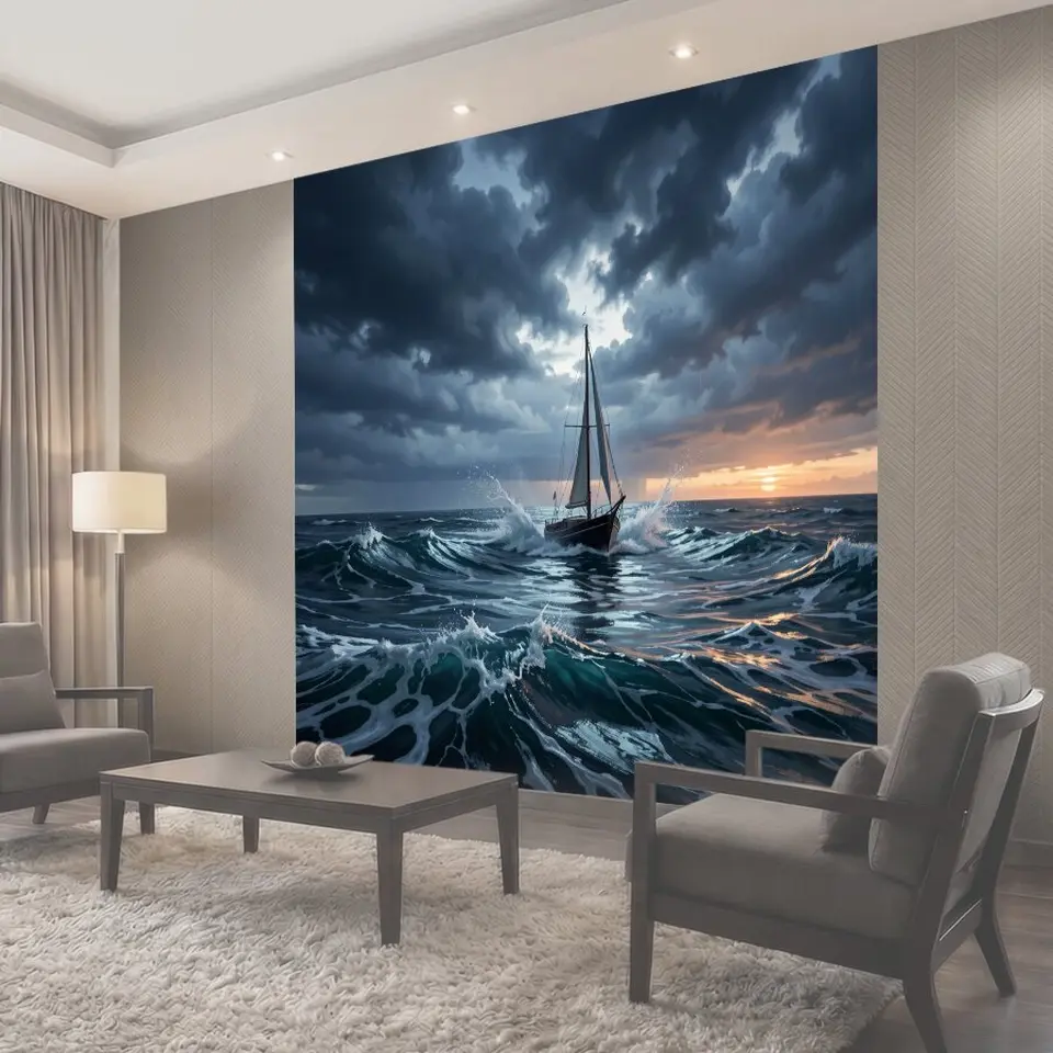 Фотообои Парусник в штормовом море