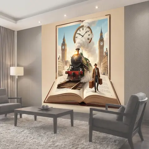 Фотообои Паровоз в раскрытой книге