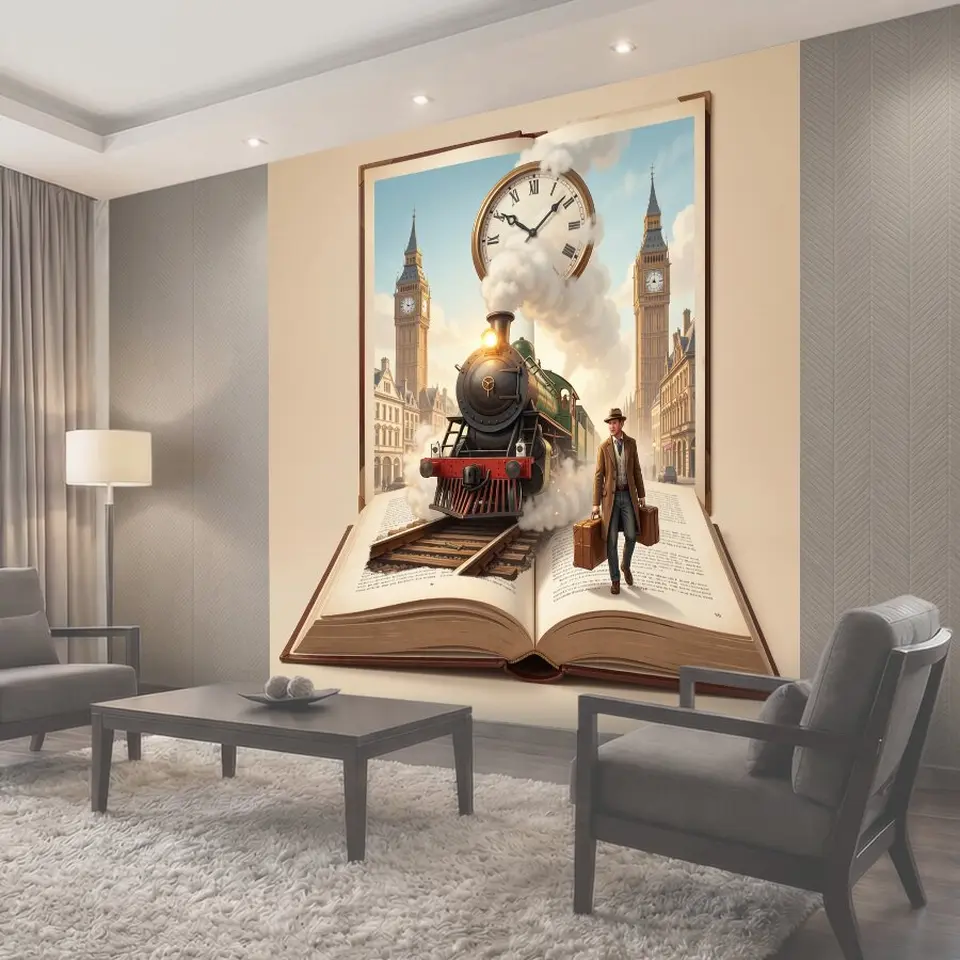 Фотообои Паровоз в раскрытой книге