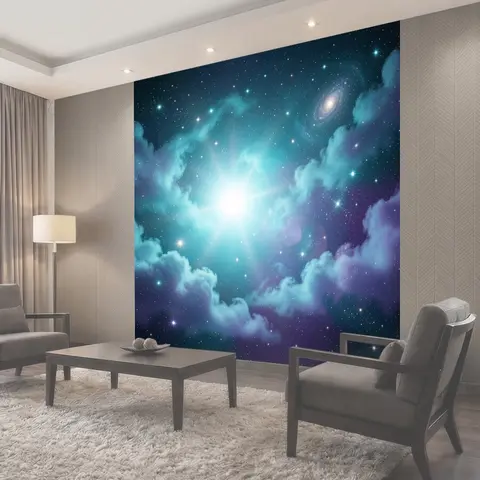 Фотообои Космическое сияние среди туманностей