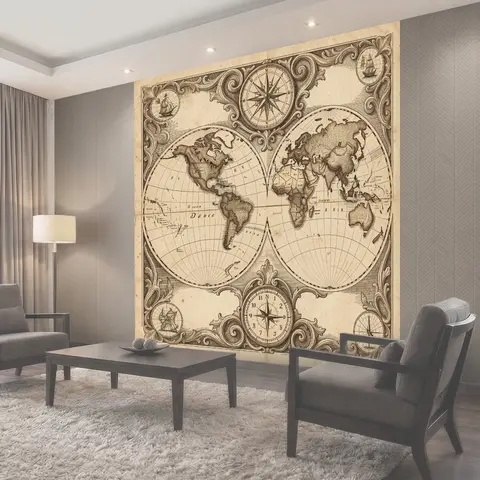 Фотообои Античные карты мира и компасы