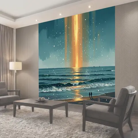 Фотообои Морской пейзаж с золотым лучом