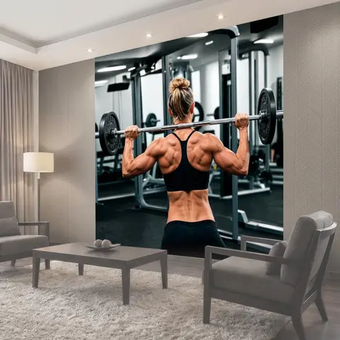 Фотообои Фитнес тренировка в спортзале: женщина