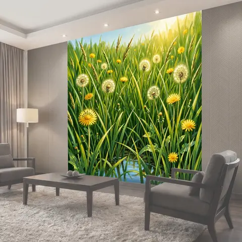 Фотообои Луговые одуванчики в утреннем свете