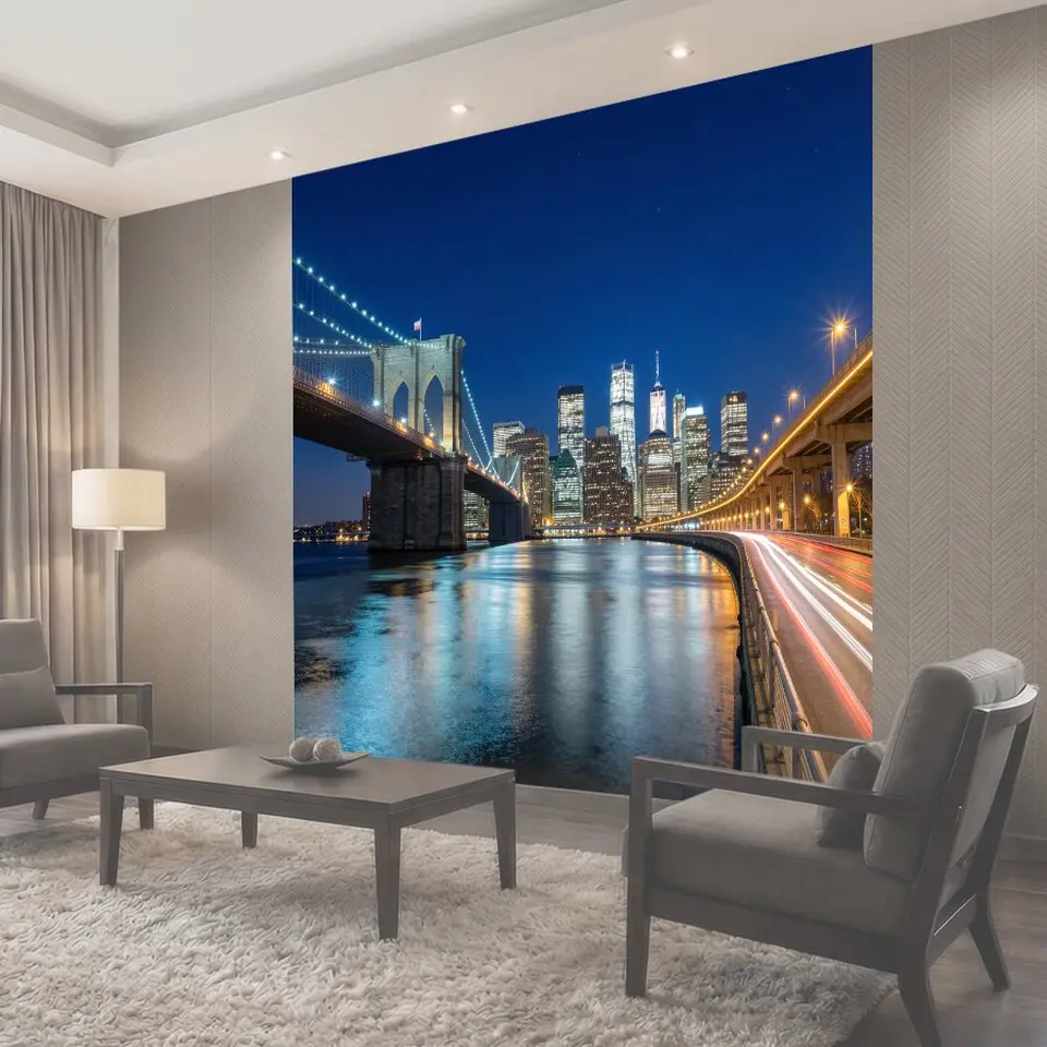 Фотообои Ночной Манхэттен и Бруклинский мост