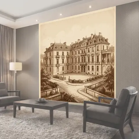 Фотообои Старинная усадьба с садом