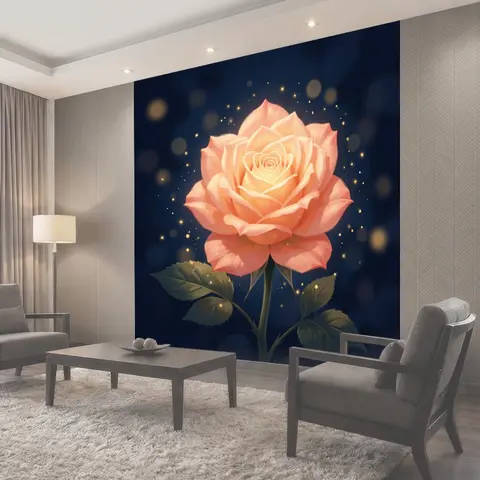 Фотообои Светящаяся роза на тёмном фоне