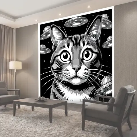 Фотообои Космический кот с НЛО