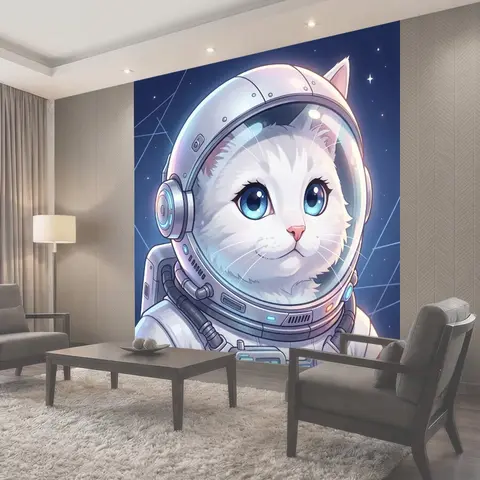 Фотообои Космический кот в шлеме