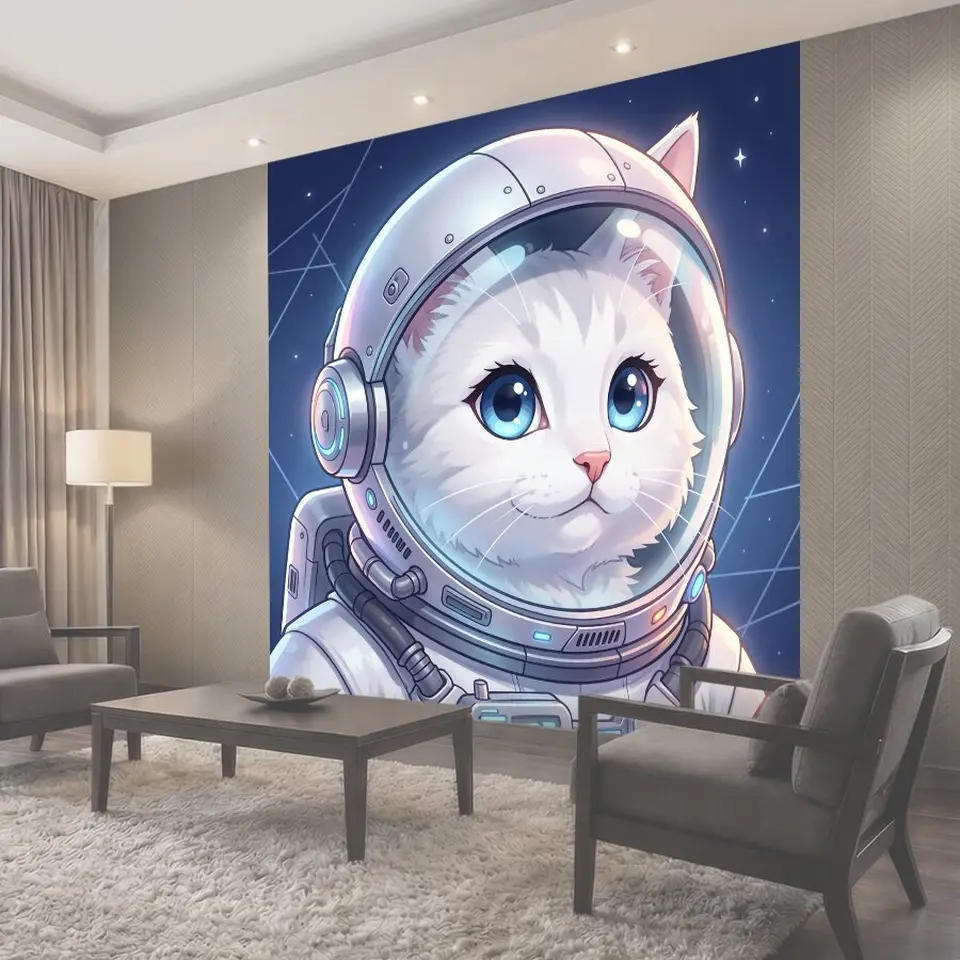 Фотообои Космический кот в шлеме