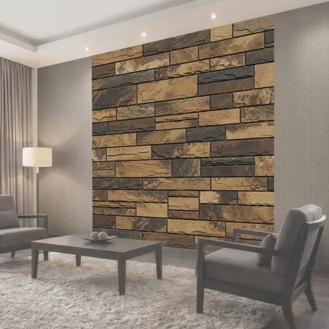 Фотообои Сланцевая кладка в бронзовых тонах
