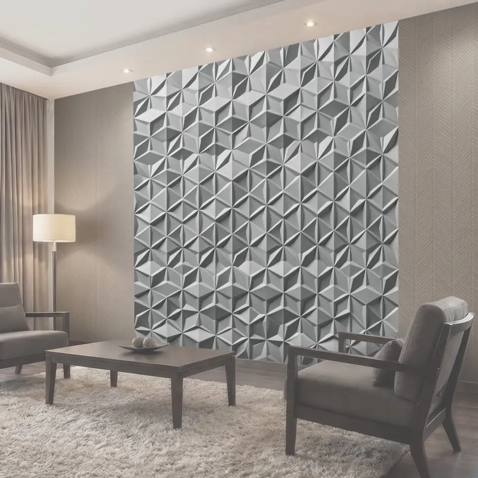 Фотообои Серый геометрический 3D-ритм