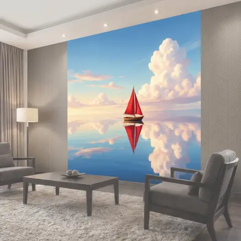 Фотообои Парусник на зеркальном море