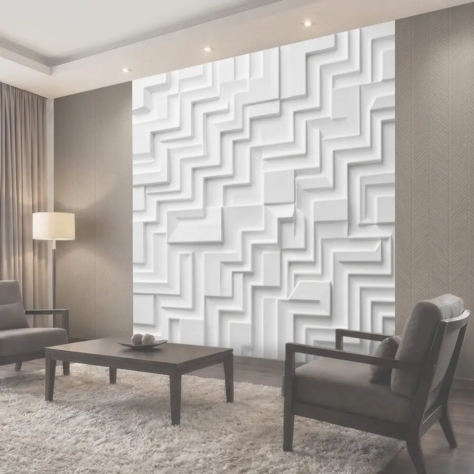Фотообои Белая 3D геометрия кирпичиков