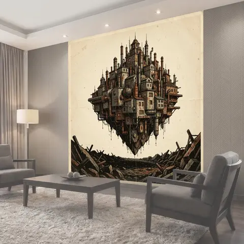 Фотообои Парящий индустриальный город