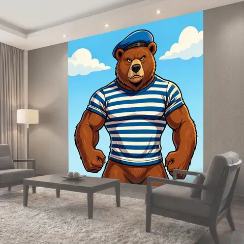 Фотообои Брутальный медведь в тельняшке