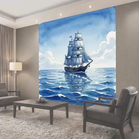 Фотообои Парусник на синем море