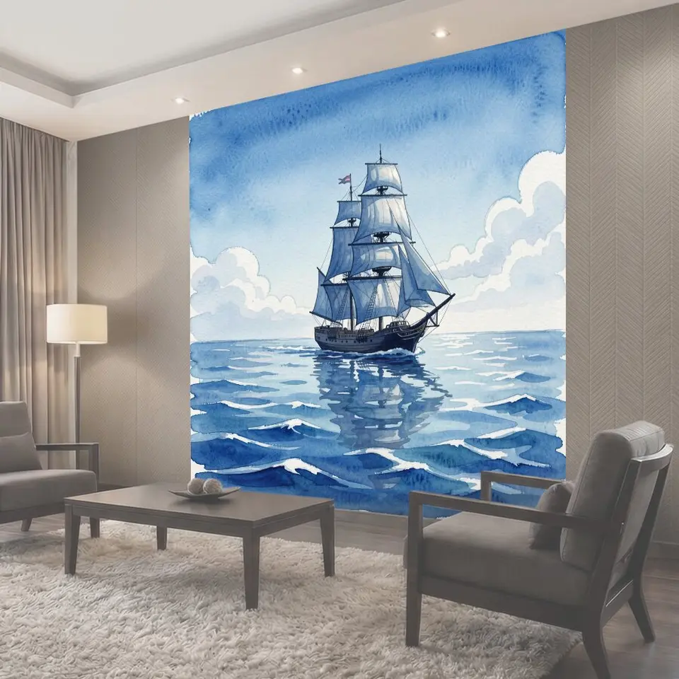 Фотообои Парусник на синем море