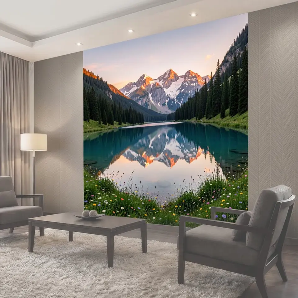 Фотообои Альпийское озеро с горами